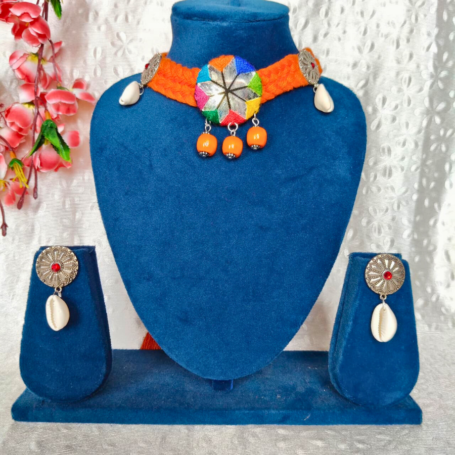 Orange Thread Necklace