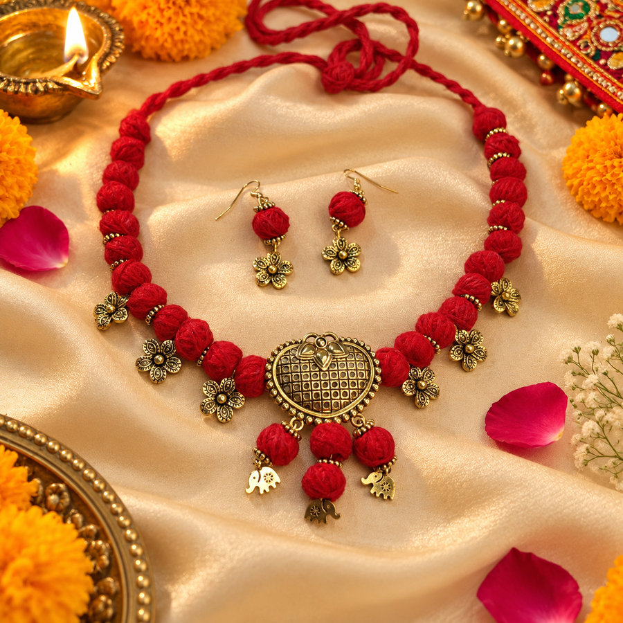 Red Navratri Necklace