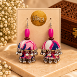 Pink Fabric Duals Jhumka