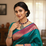 Dark Purple Silver Peacock Pendant Hasli