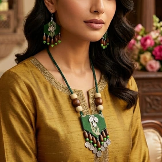 Forest Leaf Boho Necklace Set