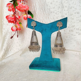 Rajwadi Silver Jhumka