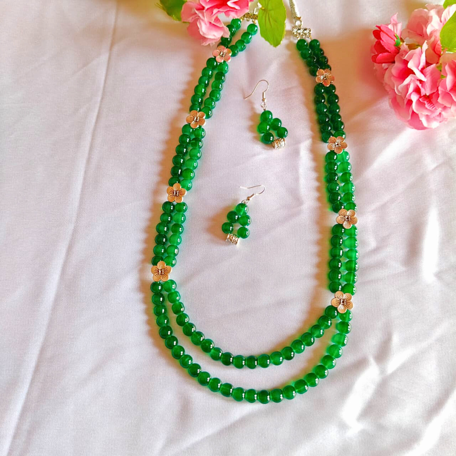 Green Beads Necklace Set