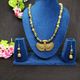 Dark Grey Marble Beads & Maharashtrian Pendant Necklace