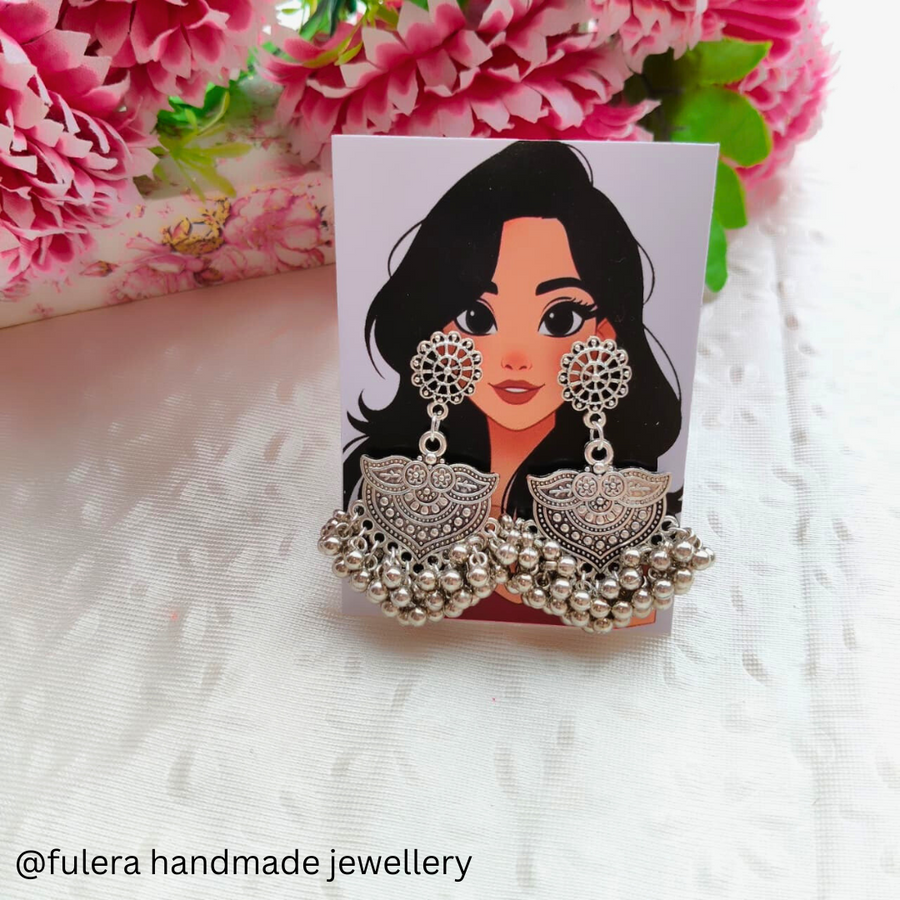 Rose Silver Jhumka