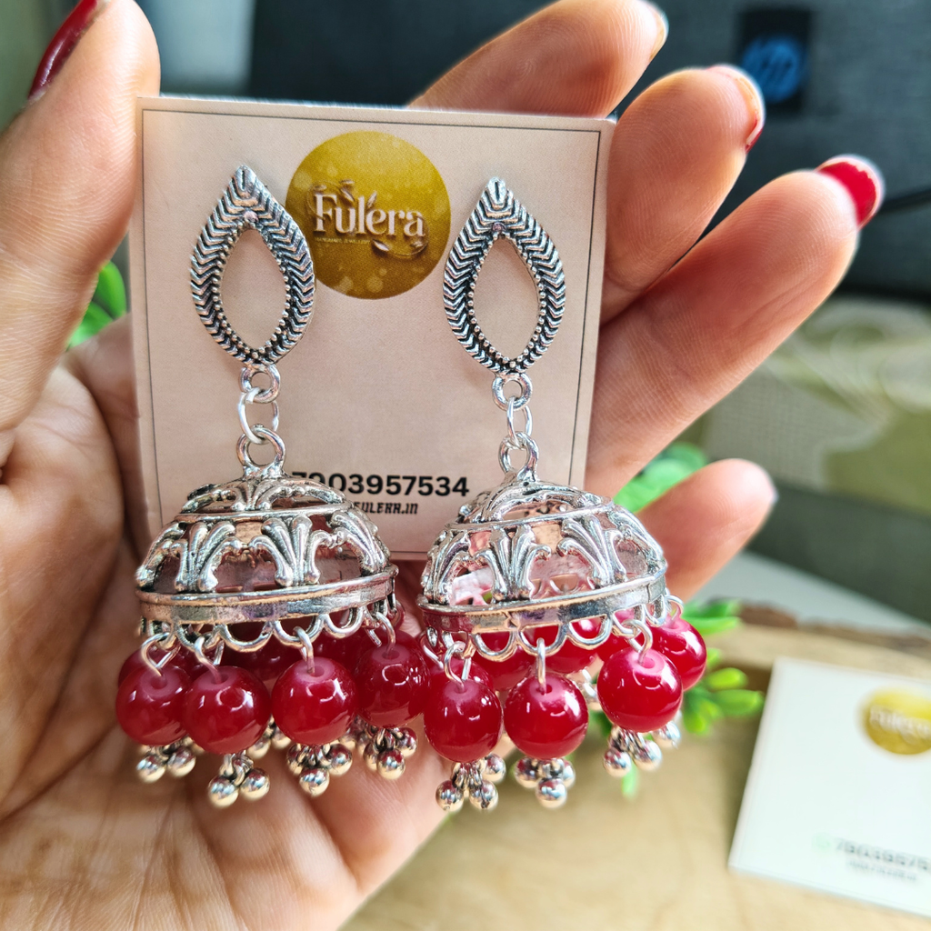 Sinduri Silver Jhumka