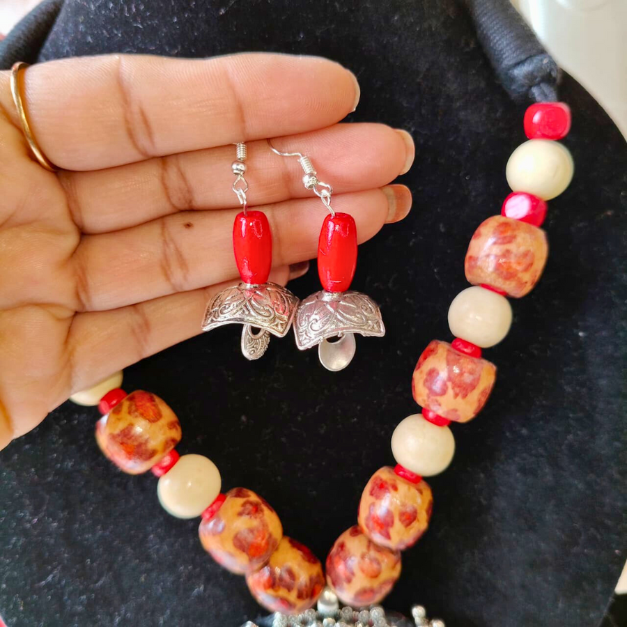 Red Wooden Beads Necklace