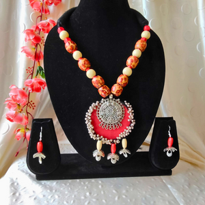 Red Wooden Beads Necklace