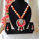 Red Wooden Beads Necklace