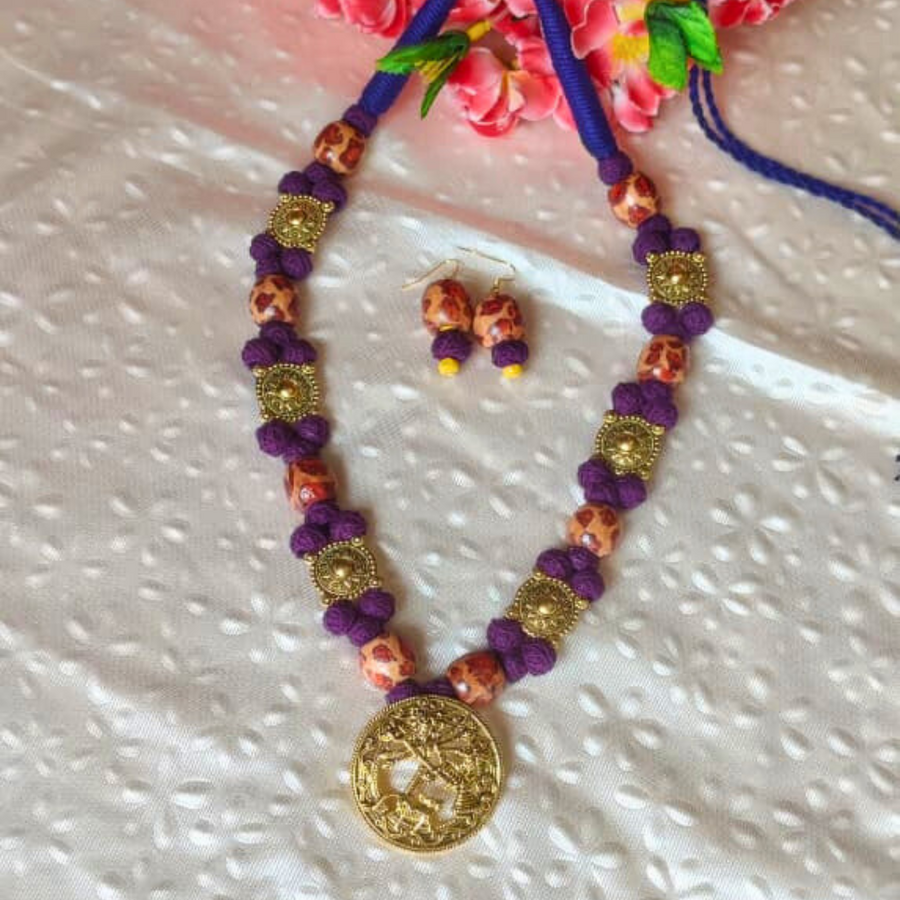 Purple Wooden Beads Necklace