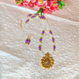 Purple & White Beads Necklace